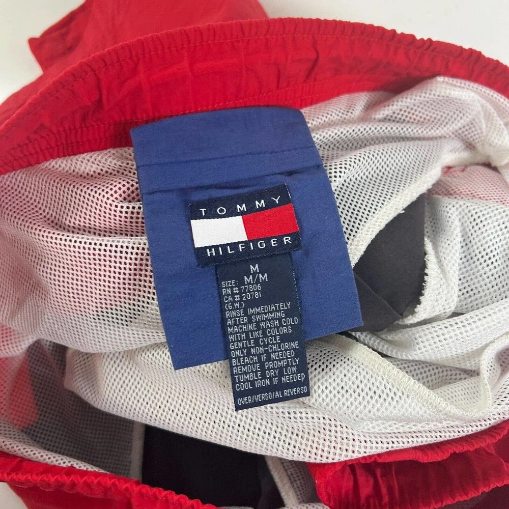 TOMMY HILFIGER Authentic Sailing Gear US/55 Mens Red Blue Swim‎ Shorts Trunks M